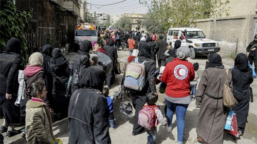 civiles evacuados de Ghouta Oriental Gran victoria siria en Ghouta Oriental